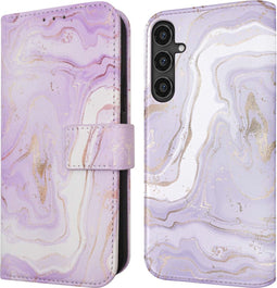 iMoshion Hoesje Geschikt voor Samsung Galaxy S23 FE Hoesje Met Pasjeshouder - iMoshion Design Bookcase smartphone - Paars / Purple Marble
