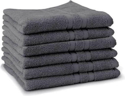 LINNICK Pure Handdoeken Set - 100% Katoen - Dark Grey - 60x110cm - Per 6 Stuks