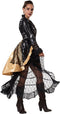 Dressforfun Steampunk Rebel L - Verkleedkostuum - Jurk met kant en franjes - Donker