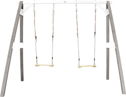 AXI Dubbele Houten Schommel in Grijs/Wit - FSC hout - Vrijstaande schommelset met 2 houten schommelzitjes - Schommelset voor kinderen - 10 jaar Garantie!