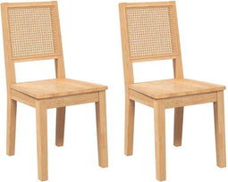 vidaXL - Eetkamerstoelen - massief rubberhout - naturel