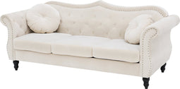 SKIEN - Chesterfield bank 2-zits - Beige - Fluweel
