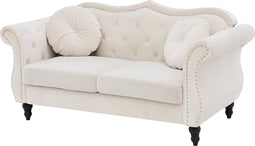 SKIEN - Chesterfield bank - Beige - Fluweel