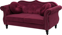 SKIEN - Chesterfield bank - Rood - Fluweel