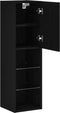 vidaXL - LED - TV-kast - in - Zwart - Eik - 30,5x30x102 - cm - Gelaagd - Hout