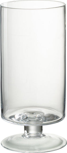 J-Line windlicht Op Voet Rond - kaarshouder - glas - transparant - large