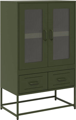 vidaXL - Hoge - kast - 68x39x111,5 - cm - staal - olijfgroen