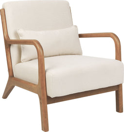SKOVDE - Fauteuil - Lichtbeige - Rubberhout