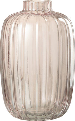 J-Line Vaas Strepen - glas - roze - medium