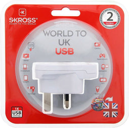 Skross 1500267 Reisstekker Country Adapter World to UK USB