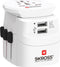 SKROSS - Reisadapter - Wereld naar Europa - met randaarde stekker (zonder Zwitserland & Italië) + 2xUSB 2400 mA