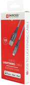 Skross USB-kabel USB 2.0 USB-A stekker 1.20 m Grijs Rond, Flexibel, Stoffen mantel SKCA0011A-MFI120CN
