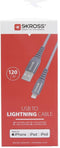 Skross USB-kabel USB 2.0 USB-A stekker 1.20 m Grijs Rond, Flexibel, Stoffen mantel SKCA0011A-MFI120CN