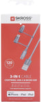 Skross USB-kabel USB 2.0 USB-A stekker 1.20 m Space grijs Rond, Flexibel, Stoffen mantel SKCA00143-1120CN