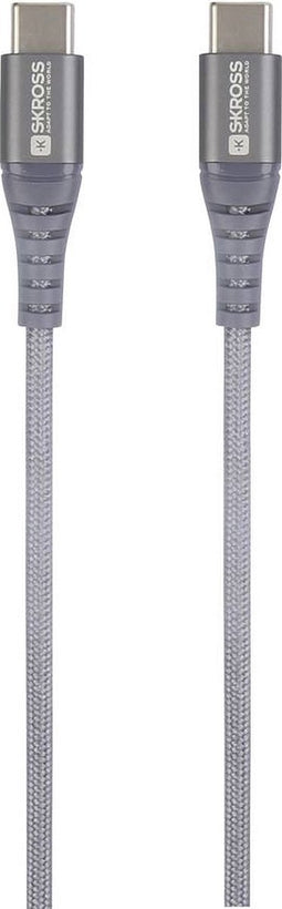 Skross USB-kabel USB 2.0 USB-C stekker, USB-C stekker 1.20 m Space grijs Rond, Flexibel, Stoffen mantel SKCA0017C-C120C
