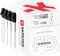 Skross - Wereldreisadapter MUV PRO 3-polig + 1 USB Snellader + 1 Type C 2250 mA Wit