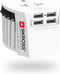 Skross - World Travel Adapter 2-pole + 4 USB Charger + 1 Type C 2400 mA White