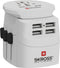 Skross - World Travel Adapter with Ground Plugs (no Swiss & Italy) + 4 USB SLOT 2400 mA White + World Top Input