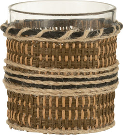 J-Line theelichthouder - glas - bruin/beige - 3 stuks