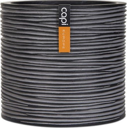 2 stuks - Capi Europe - Vaas cylinder I rib 12x12x11 zwart