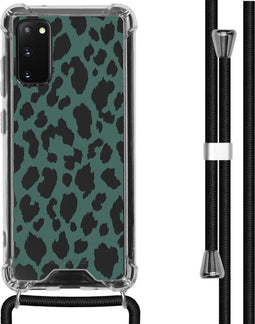 iMoshion Hoesje Geschikt voor Samsung Galaxy S20 Hoesje Met Koord - iMoshion Design Hoesje met Koord - Groen / Transparant / Panther Illustration
