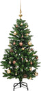 vidaXL - Kunstkerstboom - met - scharnieren - 150 - LED's - en - kerstballen - 150 - cm