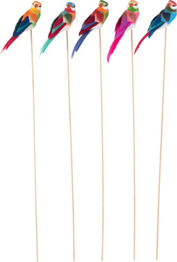 J-Line Vogels Op Stok Polyfoam/Veren Mix Assortiment Van 5