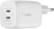 Belkin BoostCharge Pro 65W - 2-poorts USB-C-wandlader - Snelladen met GaN en PPS - Wit