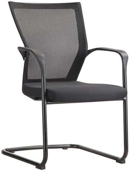 Slede vergaderstoel 1208 rug zwart mesh, zitting zwart stof