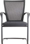 Slede vergaderstoel 1208 rug zwart mesh, zitting zwart stof
