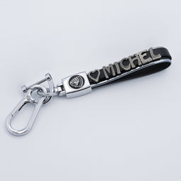 Sleutelhanger met naam - Tekst gepersonaliseerd met metalen schuivers - Kado Cadeau man / vrouw - zwart- TR