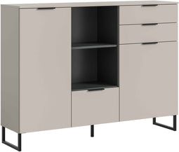 Furnilux Noida - Highboard - Deels open deels dichte kast - Zwart - 37x150x112cm
