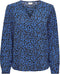JDY JDYPIPER - L/S V-NECK TOP - Blauwe leo print - Maat 38