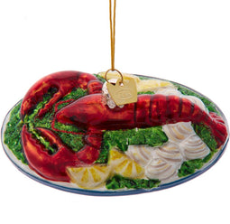 Kurt s. Adler - Ornament glas kreeft op bord l10cm