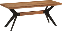 vidaXL - Eetkamerbank - 110x40x46 - cm - massief - acaciahout - en - staal