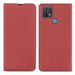 Slim Folio Bookcase voor de Oppo A15 - Rood