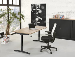 Slinger verstelbaar zit/zit bureau NLST breed 120CM diep 80 cm bladkleur Kersen framekleur Aluminium (RAL9006)