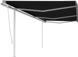 vidaXL - Luifel - handmatig - uittrekbaar - met - palen - 6x3,5 - m - antracietkleurig