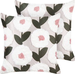 KUNRI - Sierkussen set van 2 - Roze - 45 x 45 cm - Katoen