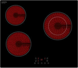 OCEANIC - Kookplaat - 3-zone keramisch - 5200W - Zwart - breedte 60 cm