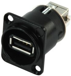 Neutrik NAUSB-B - USB 2.0 type-A Male/Male - Zilver Zwart