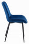 Stoel SOSA - Donkerblauw Velvet, Zwarte Metalen Poten, Modern Design en Uitstekend Zitcomfort voor Woonkamer, Slaapkamer, Eetkamer of Kantoor, Max. 120 kg
