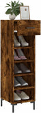 vidaXL - Schoenenkast - 30x35x105 - cm - bewerkt - hout - gerookt - eikenkleurig