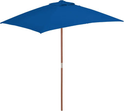 vidaXL - Parasol - met - houten - paal - 150x200 - cm - blauw