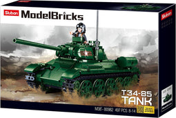 Sluban M38-B0982 - Russische Tank T34-85 - 497 onderdelen - Bouwdoos