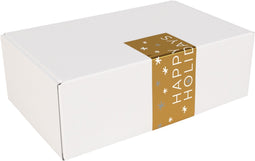 Sluitsticker - Happy holidays - 200x60mm - papier + PE - goud/wit - rol à 100 stuks