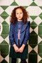 B.Nosy Y108-5111 - Meisjes Blouse - Denim met ruffle - Maat 146/152