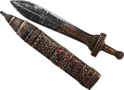 Verkleed speelgoed romeins ridder zwaard van plastic 55 cm met schede - Speelgoed wapens zwaarden