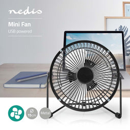 Nedis Tafelventilator - USB Gevoed - Diameter 150 mm 3 W - Zwart