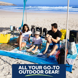 SUN NINJA pop-up strandtent uv bescherming - 300 x 300 cm luifel - Zonnescherm met schep - Strand tent UPF50+ bescherming - Zonbescherming - Turquoise